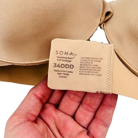 Soma vanishing back full coverage underwire beige bra size 34DDD - Picture 4 of 6